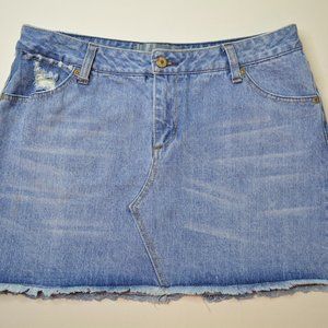 PAPER DENIM & CLOTH Size 31 Womens RAW Hem BLUE Jean‎ DISTRESSED Denim MINISKIRT